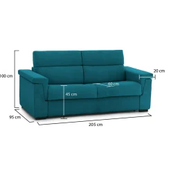 Divano Fisso 2 Posti Azzurro