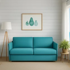 Divani Fissi 2 Posti > Dmora Divano Fisso 2 Posti Sfoderabile Idrorepellente 160x95x90h cm, Lavabile Made in Italy - Monleale Azzurro