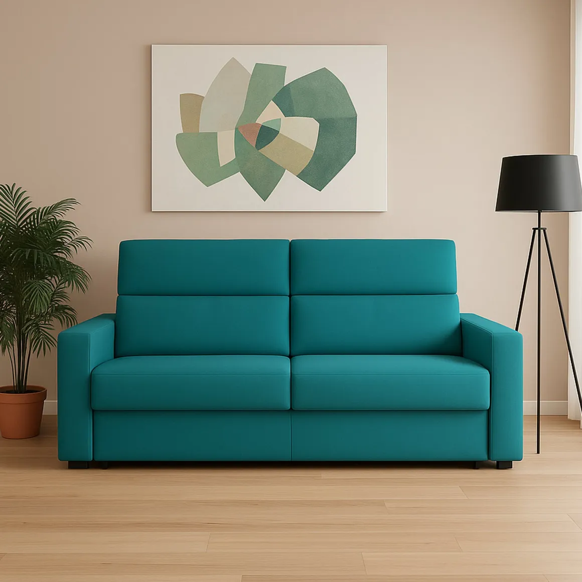 Divani Fissi 2 Posti > Dmora Divano Fisso 2 Posti Sfoderabile Idrorepellente 205x95x100h cm, Lavabile Made in Italy - Gorreto Azzurro