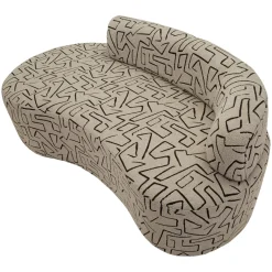 Divano Fisso 2 Posti Beige Nero Disegni Geometrici Posti a Sedere 2 93x45x178h cm, Colore Struttura Nero - Dadato