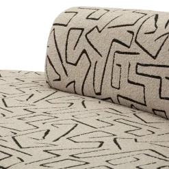Divano Fisso 2 Posti Beige Nero Disegni Geometrici Posti a Sedere 2 93x45x178h cm, Colore Struttura Nero - Dadato