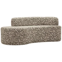 Divano Fisso 2 Posti Beige Nero Disegni Geometrici Posti a Sedere 2 93x45x178h cm, Colore Struttura Nero - Dadato