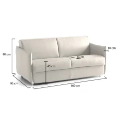 Divani Fissi 2 Posti > Dmora Divano Fisso 2 Posti Sfoderabile Idrorepellente 160x95x90h cm, Lavabile Made in Italy - Monleale Beige