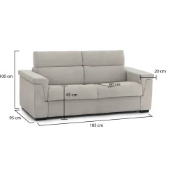 Divani Fissi 2 Posti > Dmora Divano Fisso 2 Posti Sfoderabile Idrorepellente 185x95x100h cm, Lavabile Made in Italy - Pisogne Beige