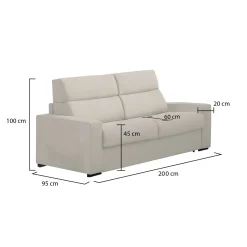 Divani Fissi 2 Posti > Dmora Divano Fisso 2 Posti Sfoderabile Idrorepellente 205x95x100h cm, Lavabile Made in Italy - Flaibano Beige