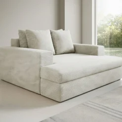 Divani Fissi 2 Posti > Dmora Divano Fisso 2 Posti Cuscini Sfoderabili Braccioli 162x167x86h cm, Posti a Sedere 2 - Comazzo Bianco Crema