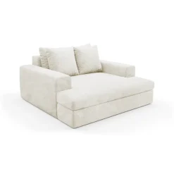 Divani Fissi 2 Posti > Dmora Divano Fisso 2 Posti Cuscini Sfoderabili Braccioli 162x167x86h cm, Posti a Sedere 2 - Comazzo Bianco Crema