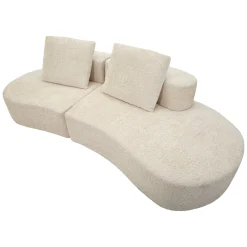 Divani Fissi 2 Posti > Dmora Divano Fisso 2 Posti Bianco Crema oro Effetto Velluto Trapuntato Cuscini Inclusi 130x83x91h cm, Braccioli - Diskit Oro, Bianco Crema