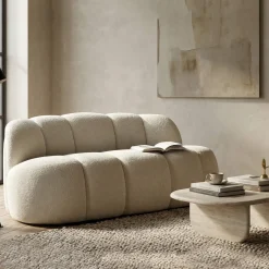 Divano Fisso 2 Posti Bianco Posti a Sedere 2 Materiale Struttura in Legno Nobilitato 82x58x147h cm, Altezza Seduta 40 cm - Alchi