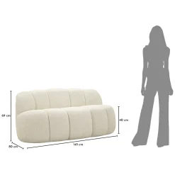 Divano Fisso 2 Posti Bianco Posti a Sedere 2 Materiale Struttura in Legno Nobilitato 82x58x147h cm, Altezza Seduta 40 cm - Alchi