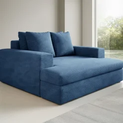 Divani Fissi 2 Posti > Dmora Divano Fisso 2 Posti Cuscini Sfoderabili Braccioli 162x167x86h cm, Posti a Sedere 2 - Comazzo Blu