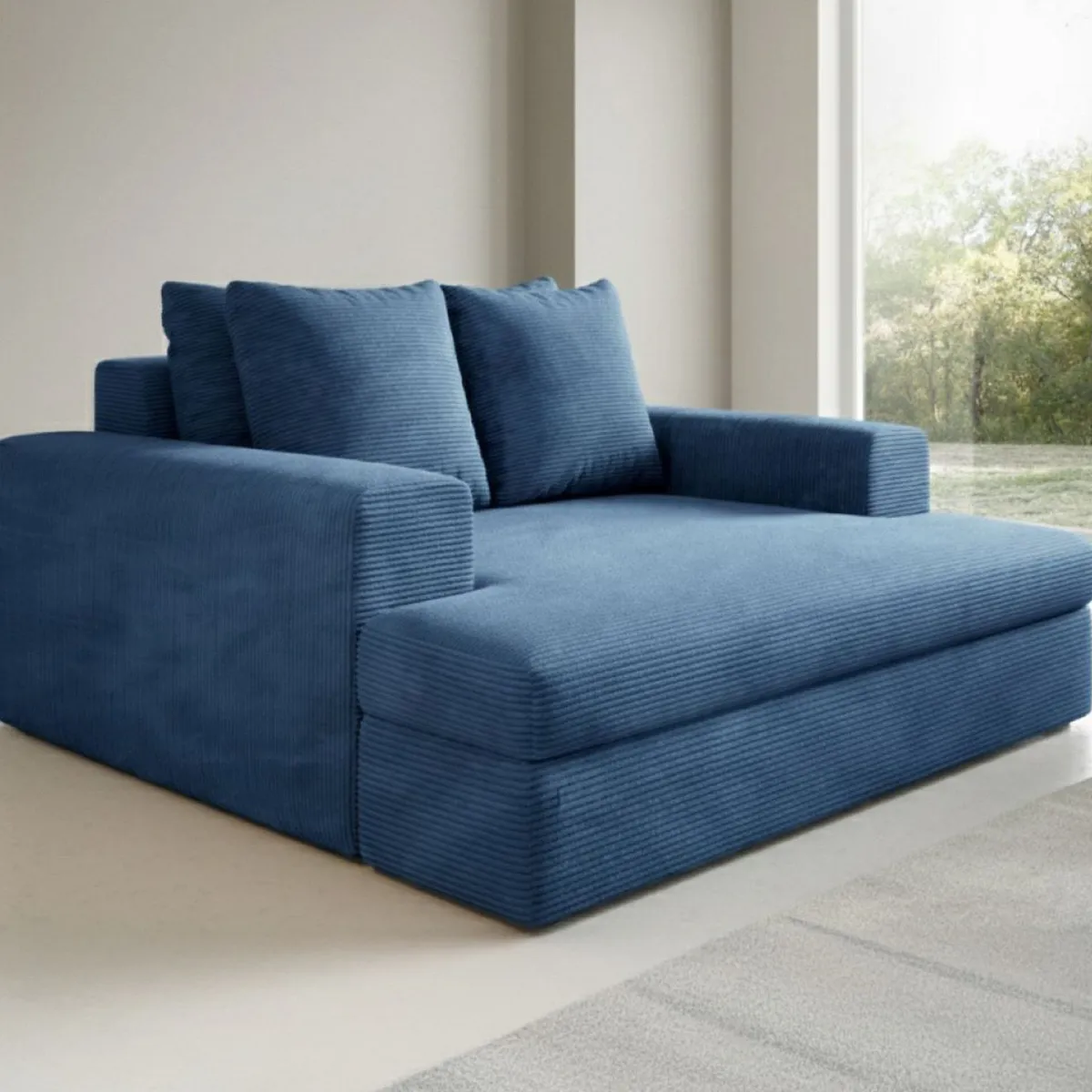 Divani Fissi 2 Posti > Dmora Divano Fisso 2 Posti Cuscini Sfoderabili Braccioli 162x167x86h cm, Posti a Sedere 2 - Comazzo Blu