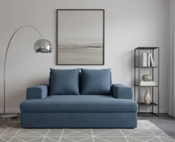 Divani Fissi 2 Posti > Dmora Divano Fisso 2 Posti Cuscini Sfoderabili Braccioli 162x167x86h cm, Posti a Sedere 2 - Comazzo Blu