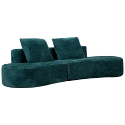 Divano Fisso 2 Posti blu Petrolio Rivestimento in Tessuto Bouclè Posti a Sedere 2 40x43x115h cm, Braccioli - Masule