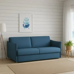 Divani Fissi 2 Posti > Dmora Divano Fisso 2 Posti Sfoderabile Idrorepellente 160x95x90h cm, Lavabile Made in Italy - Monleale Blu
