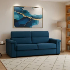 Divani Fissi 2 Posti > Dmora Divano Fisso 2 Posti Sfoderabile Idrorepellente 185x95x100h cm, Lavabile Made in Italy - Pisogne Blu