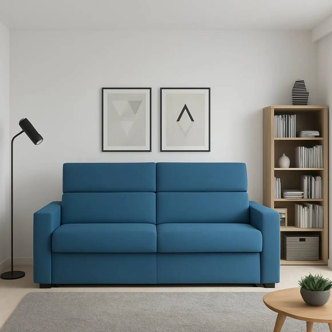 Divani Fissi 2 Posti > Dmora Divano Fisso 2 Posti Sfoderabile Idrorepellente 205x95x100h cm, Lavabile Made in Italy - Flaibano Blu