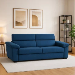Divano Fisso 2 Posti blu Sfoderabile Idrorepellente 205x95x100h cm, Lavabile Made in Italy - Gorreto