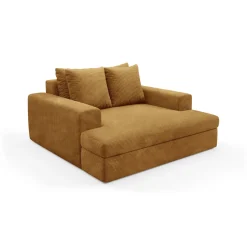 Divano Fisso 2 Posti Giallo Ocra Cuscini Sfoderabili Braccioli 162x167x86h cm, Posti a Sedere 2 - Comazzo