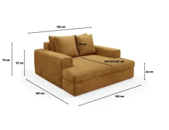 Divano Fisso 2 Posti Giallo Ocra Cuscini Sfoderabili Braccioli 162x167x86h cm, Posti a Sedere 2 - Comazzo