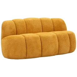 Divani Fissi 2 Posti > Dmora Divano Fisso 2 Posti Posti a Sedere 2 Materiale Struttura in Legno Nobilitato 82x58x147h cm, Altezza Seduta 40 cm - Alchi Giallo Senape