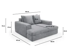 Divano Fisso 2 Posti Grigio Chiaro Cuscini Sfoderabili Braccioli 162x167x86h cm, Posti a Sedere 2 - Comazzo