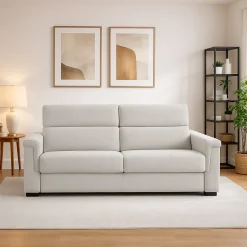 Divano Fisso 2 Posti Grigio Chiaro Sfoderabile Idrorepellente 185x95x100h cm, Lavabile Made in Italy - Lapio