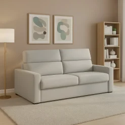 Divano Fisso 2 Posti Grigio Chiaro Sfoderabile Idrorepellente 200x95x100h cm, Lavabile Made in Italy - Letino
