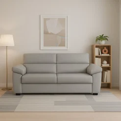 Divano Fisso 2 Posti Grigio Chiaro Sfoderabile Idrorepellente 205x95x100h cm, Lavabile Made in Italy - Gorreto