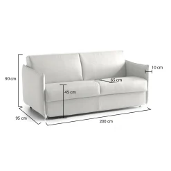 Divani Fissi 3 Posti > Dmora Divano Fisso 3 Posti Sfoderabile Lavabile 200x95 cm, Braccioli Made in Italy - Severo Grigio Chiaro