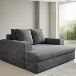 Divani Fissi 2 Posti > Dmora Divano Fisso 2 Posti Cuscini Sfoderabili Braccioli 162x167x86h cm, Posti a Sedere 2 - Comazzo Grigio Scuro