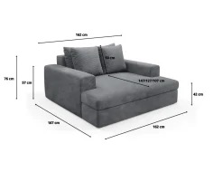 Divani Fissi 2 Posti > Dmora Divano Fisso 2 Posti Cuscini Sfoderabili Braccioli 162x167x86h cm, Posti a Sedere 2 - Comazzo Grigio Scuro