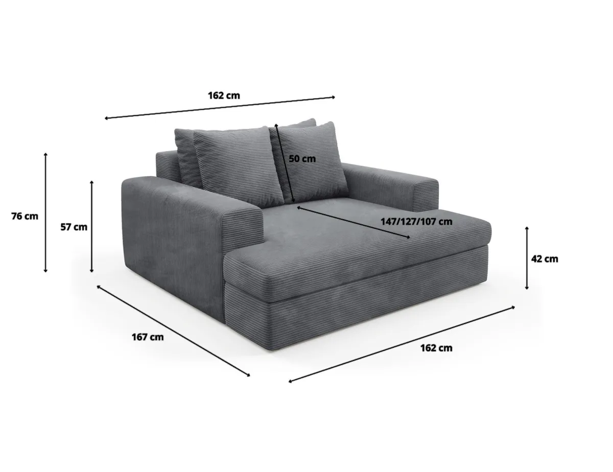 Divani Fissi 2 Posti > Dmora Divano Fisso 2 Posti Cuscini Sfoderabili Braccioli 162x167x86h cm, Posti a Sedere 2 - Comazzo Grigio Scuro