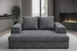 Divani Fissi 2 Posti > Dmora Divano Fisso 2 Posti Cuscini Sfoderabili Braccioli 162x167x86h cm, Posti a Sedere 2 - Comazzo Grigio Scuro