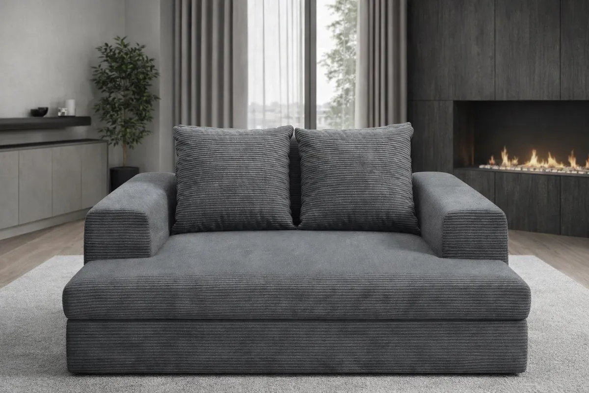 Divani Fissi 2 Posti > Dmora Divano Fisso 2 Posti Cuscini Sfoderabili Braccioli 162x167x86h cm, Posti a Sedere 2 - Comazzo Grigio Scuro