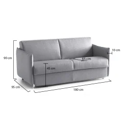 Divani Fissi 2 Posti > Dmora Divano Fisso 2 Posti Sfoderabile Idrorepellente 185x95x100h cm, Lavabile Made in Italy - Lapio Grigio
