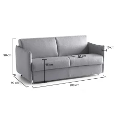 Divani Fissi 3 Posti > Dmora Divano Fisso 3 Posti Sfoderabile Lavabile 200x95 cm, Braccioli Made in Italy - Severo Grigio