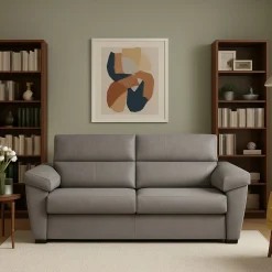 Divano Fisso 3 Posti Grigio Sfoderabile Lavabile 225x95 cm, Braccioli Made in Italy - Giffone