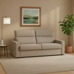 Divano Fisso 3 Posti Grigio Tortora Sfoderabile Lavabile 220x95 cm, Braccioli Made in Italy - Ozegna