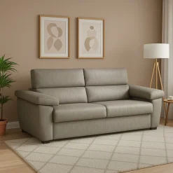 Divano Fisso 3 Posti Grigio Tortora Sfoderabile Lavabile 225x95 cm, Braccioli Made in Italy - Giffone