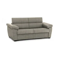 Divano Fisso 3 Posti Grigio Tortora Sfoderabile Lavabile 225x95 cm, Braccioli Made in Italy - Giffone