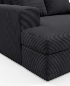 Divani Fissi 2 Posti > Dmora Divano Fisso 2 Posti Cuscini Sfoderabili Braccioli 162x167x86h cm, Posti a Sedere 2 - Comazzo Nero
