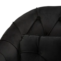 Divano Fisso 2 Posti Nero oro Effetto Velluto Trapuntato Braccioli 130x83x91h cm, Cuscini Inclusi - Diskit