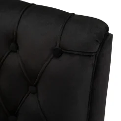 Divano Fisso 2 Posti Nero oro Effetto Velluto Trapuntato Braccioli 130x83x91h cm, Cuscini Inclusi - Diskit