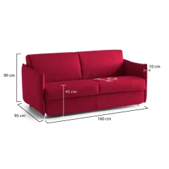 Divani Fissi 2 Posti > Dmora Divano Fisso 2 Posti Sfoderabile Idrorepellente 160x95x90h cm, Lavabile Made in Italy - Monleale Rosso