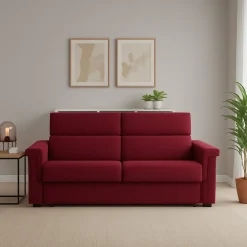 Divano Fisso 2 Posti Rosso Sfoderabile Idrorepellente 185x95x100h cm, Lavabile Made in Italy - Lapio