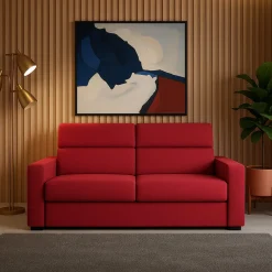 Divano Fisso 2 Posti Rosso Sfoderabile Idrorepellente 200x95x100h cm, Lavabile Made in Italy - Letino