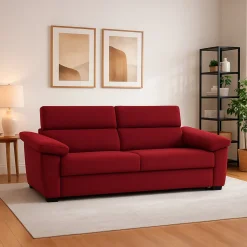 Divano Fisso 2 Posti Rosso Sfoderabile Idrorepellente 205x95x100h cm, Lavabile Made in Italy - Gorreto