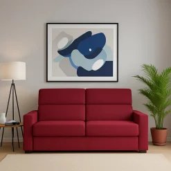 Divano Fisso 3 Posti Rosso Sfoderabile Lavabile 220x95 cm, Braccioli Made in Italy - Ozegna