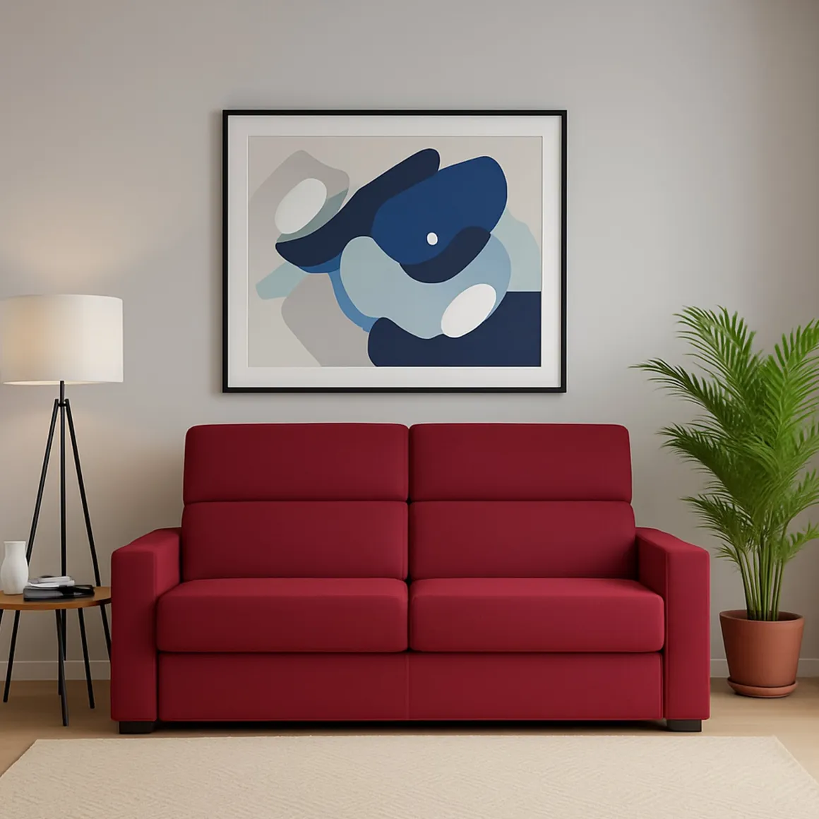 Divano Fisso 3 Posti Rosso Sfoderabile Lavabile 220x95 cm, Braccioli Made in Italy - Ozegna